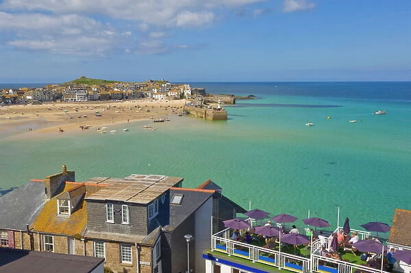 Low tide, looking over the rooftops and across the harbour at St. Ives