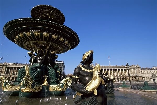 Maritime fountain, Place de la Concorde, Paris, France, Europe