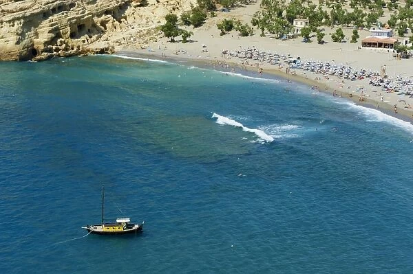 Matala beach, Crete, Greek Islands, Greece, Europe