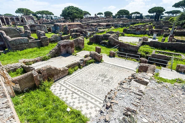 Mosaic, Block of Bacchus and Arianna, Ostia Antica archaeological site, Ostia, Rome