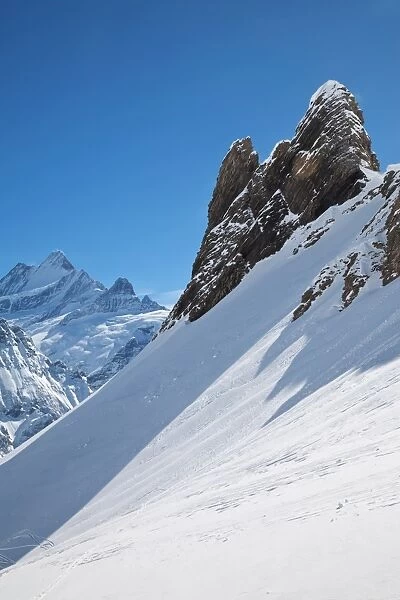 Mountain peaks above Grindelwald, Jungfrau region, Bernese Oberland, Swiss Alps