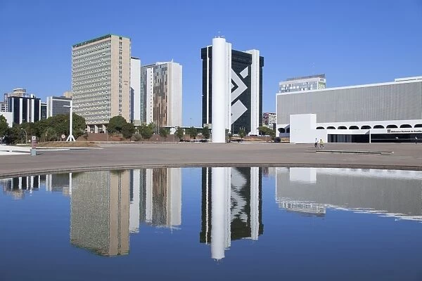 National Library, skyscrapers, UNESCO World Heritage Site, Brasilia, Federal District, Brazil, South America