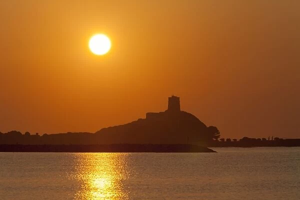 Nora sunrise over harbour, near Pula, Cagliari Province, Sardinia, Italy, Mediterranean, Europe