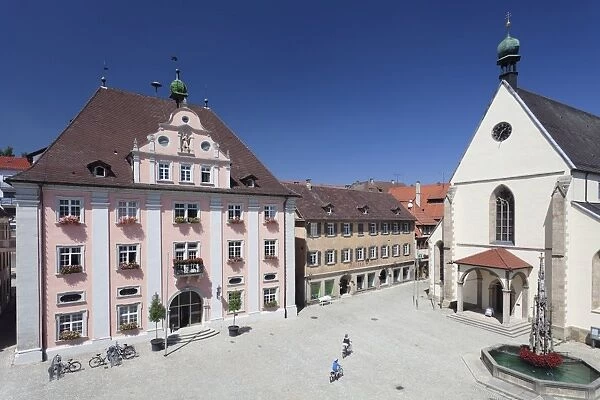 Old town with market place, town hall and St. Martin Cathedral, Rottenburg am Neckar, near Tubingen, Baden Wurttemberg, Germany, Europe