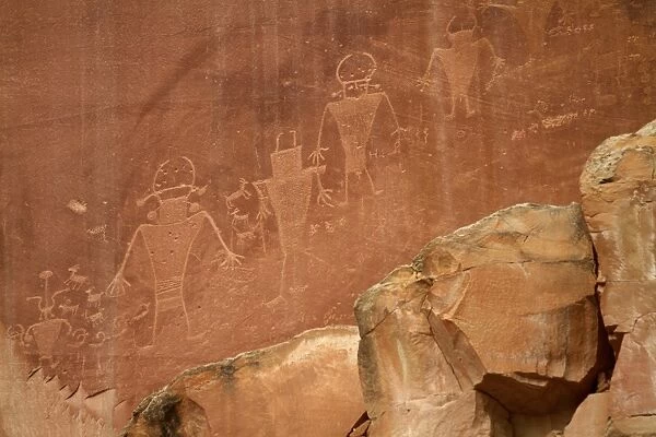 Oldest Pueblos and Navajos tracks of art on the cliffs of Monument Valley, Utah, United States of America, North America