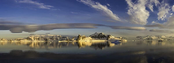 Panorama of mountains and lenticular clouds, Antarctica, Polar Regions