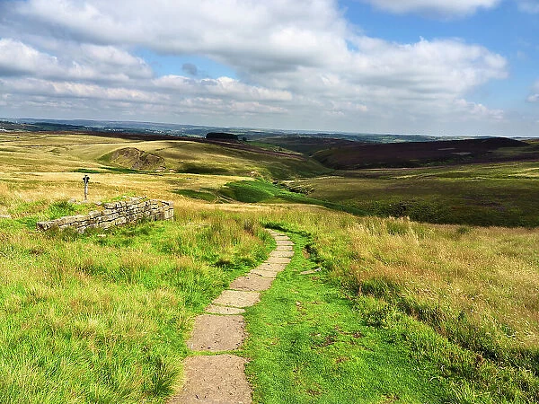 Path across Haworth Moor, Yorkshire, England, United Kingdom, Europe