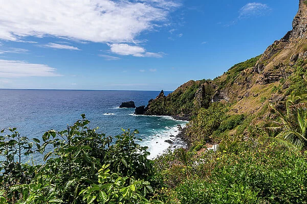 The rock coast of Pitcairn island, British Overseas Territory, South Pacific, Pacific