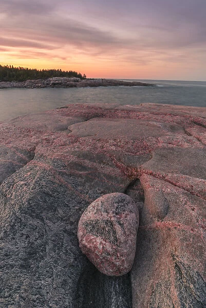 Rocky coastline at sunset, Lackies Head and Green Cove, Cape Breton National Park