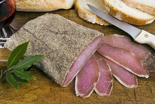 Salted pork sirloin, homemade ham, Tuscany, Italy, Europe