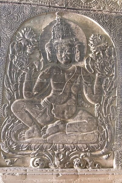 Sandstone relief figure, Nan Paya, Bagan (Pagan), Myanmar (Burma), Asia