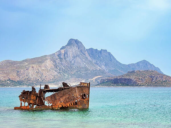 Shipwreck off the coast of Imeri Gramvousa, Chania Region, Crete, Greek Islands, Greece, Europe