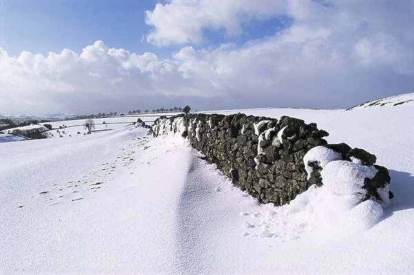 Snow coverd fields and walls, Hartington, Tissington Trail, Derbyshire