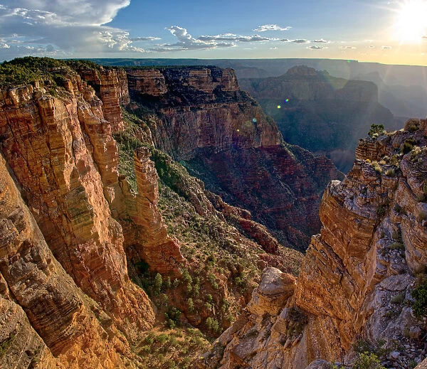 The Spire Abyss near Zuni Point on the south rim of the Grand Canyon near sundown