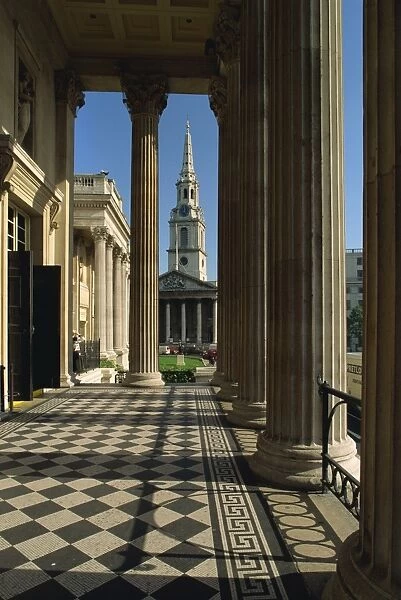 St. Martin in the Fields, seen from the National Gallery, Trafalgar Square