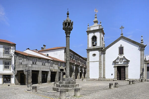 St. Peters Church and Pillory, Trancoso, Serra da Estrela, Centro, Portugal, Europe