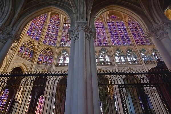 Stained glass windows inside Saint Gatien cathedral, Tours, Indre-et-Loire, Centre, France, Europe