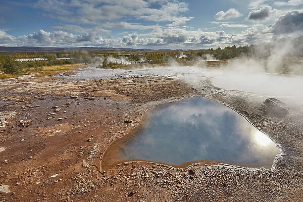 A steaming volcanic pool at Geysir, in the Golden Circle, in southwest Iceland, Polar Regions