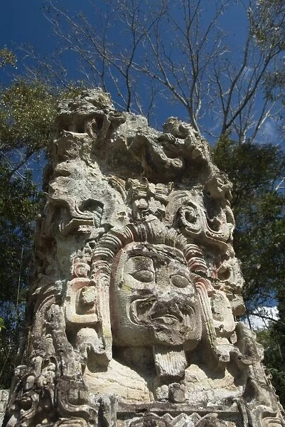 Stela D dating from 736 AD, Copan Archaeological Park, Copan, UNESCO World Heritage Site