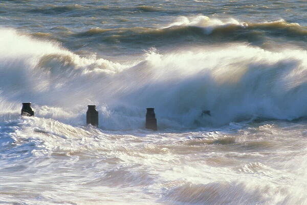 Stormy sea, Hayling Island, Hampshire, England, United Kingdom, Europe