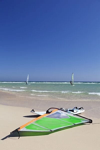 Surfboard at the beach of Risco del Paso, Fuerteventura, Canary Islands, Spain, Atlantic, Europe