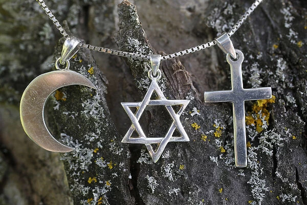 Symbols of Islam, Judaism and Christianity, Eure, France, Europe