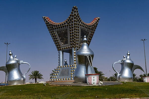 Tea pots on a roundabout, Hail, Kingdom of Saudi Arabia, Middle East