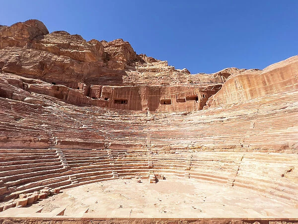 The Theatre, Petra Archaeological Park, UNESCO World Heritage Site, one of the New Seven Wonders of the World, Petra, Jordan, Middle East