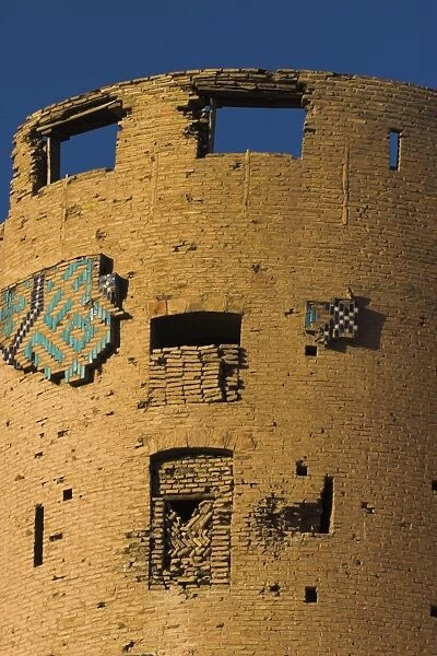 Timurid tilework on tower of the Citadel (Qala-i-Ikhtiyar-ud-din), originally built by Alexander the Great, but in its present form by Malik Fakhruddin in 1305AD, Herat, Herat Province