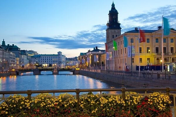 Town Hall and Canal at dusk, Gothenburg, Sweden, Scandinavia, Europe