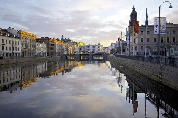 Town Hall and Canal at sunset, Gothenburg, Sweden, Scandinavia, Europe
