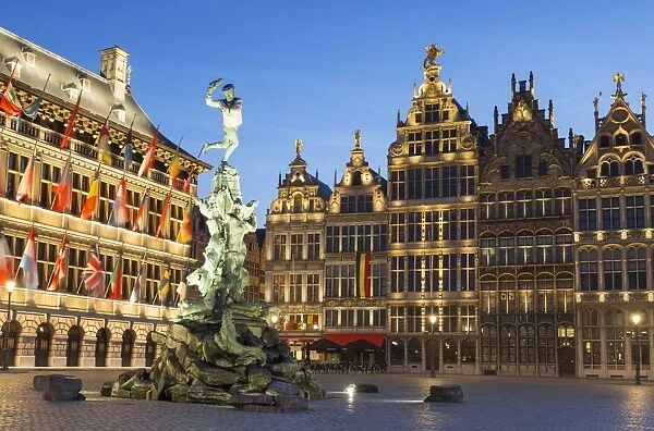 Town Hall (Stadhuis) and guild houses in Main Market Square, Antwerp, Flanders, Belgium
