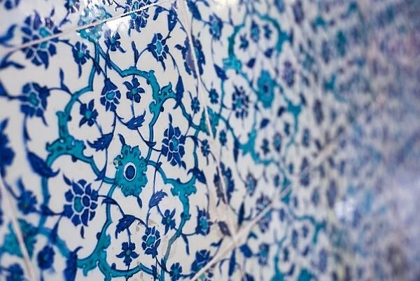 Traditional blue Turkish tiles at Topkapi Palace, UNESCO World Heritage Site, Istanbul