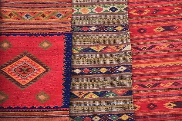 Traditional hand woven rugs, Oaxaca City, Oaxaca, Mexico, North America
