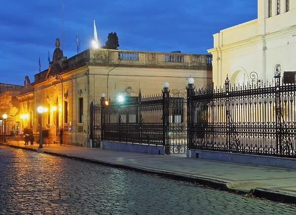 Twilight view of the centre of the town, San Antonio de Areco, Buenos Aires Province