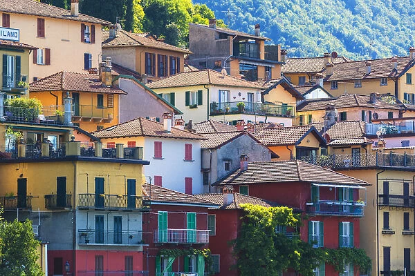 Typical architecture of colorful houses, Varenna, Lake Como, Lecco province, Lombardy