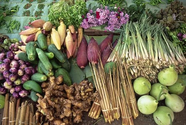 Vegetables for sale in a market in Laos