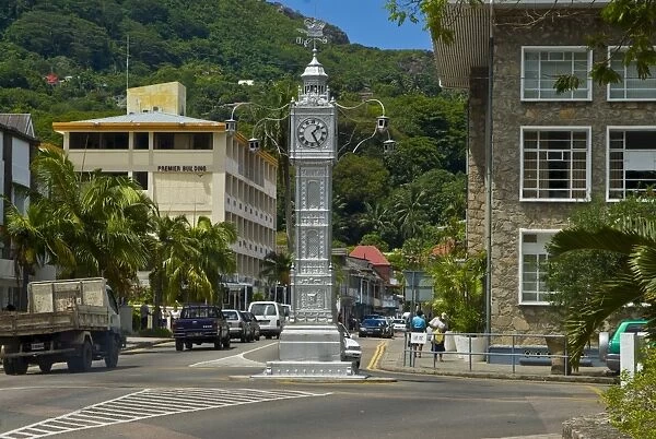 Victorian clock tower in the capital Victoria, Mahe, Seychelles, Africa