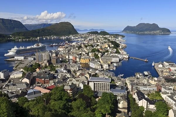 View from Aksla hill over Alesund, More og Romsdal, Norway, Scandinavia, Europe