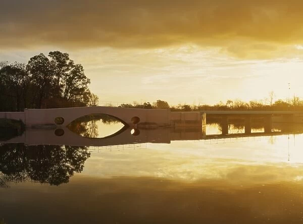 View of the Areco River and the Old Bridge at sunset, San Antonio de Areco, Buenos Aires Province