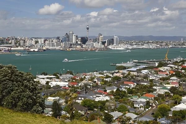 View to Auckland from Mount Victoria in Devonport, Auckland, North Island, New Zealand, Pacific