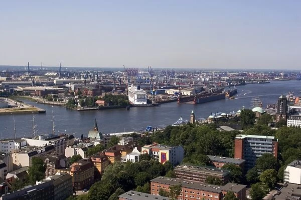 A view over the city and port from Michaeliskirche