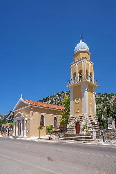 View of Greek Orthodox Church near Argostoli, capital of Cephalonia, Kefalonia, Ionian Islands, Greek Islands, Greece, Europe