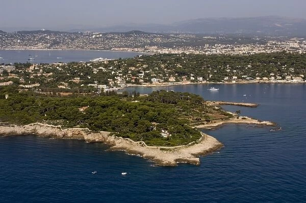View from helicopter of Cap d Antibes, Alpes-Maritimes, Provence, Cote d Azur