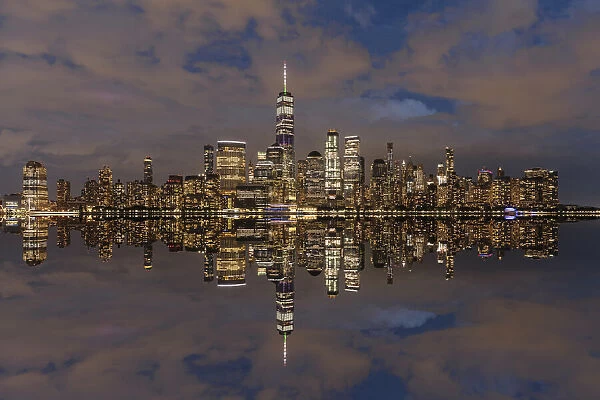View from Jersey City of Lower Manhattan with the One World Trade Center, New York City
