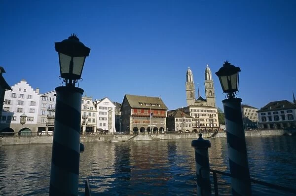 View across Limmat River to Limmatquai from Schipfe