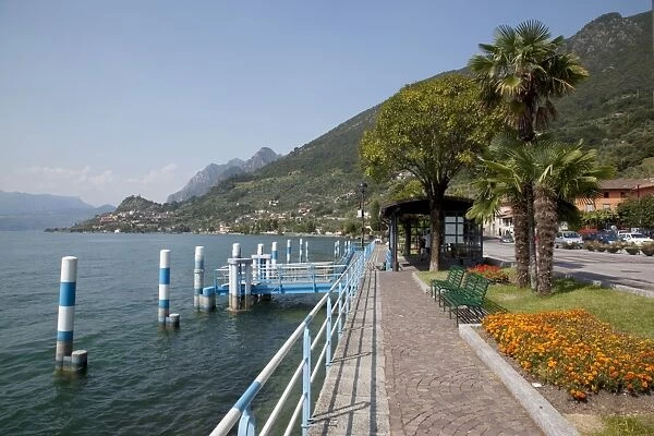View of Marone Lake Iseo from Sale Marasino Promenade, Lombardy, Italian Lakes