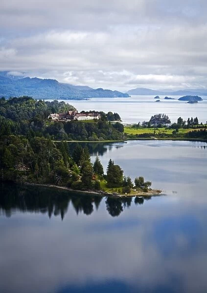 View over Nahuel Huapi lake and Llao Llao hotel near Bariloche, Lake District, Patagonia, Argentina, South America
