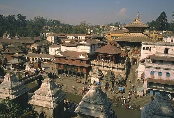 View over the Pashupatinath Temple in the city