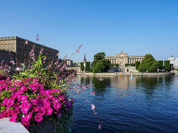 View towards the Riksdagshuset (Parliament House), Stockholm, Stockholm County, Sweden, Scandinavia, Europe
